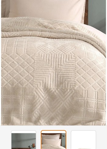 Bej Düz Renk Yatak Örtüsü ve Çarşaf Seti - Görsel 2