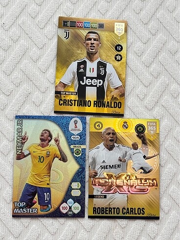 3 adet Panini Kart Ronaldo Carlos Neymar