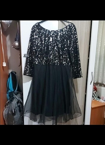 44 Beden siyah Renk Kısa işlemeli elbise