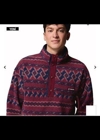 Bordo Desenli Örgü Bohem Polar Sweatshirt - Görsel 2