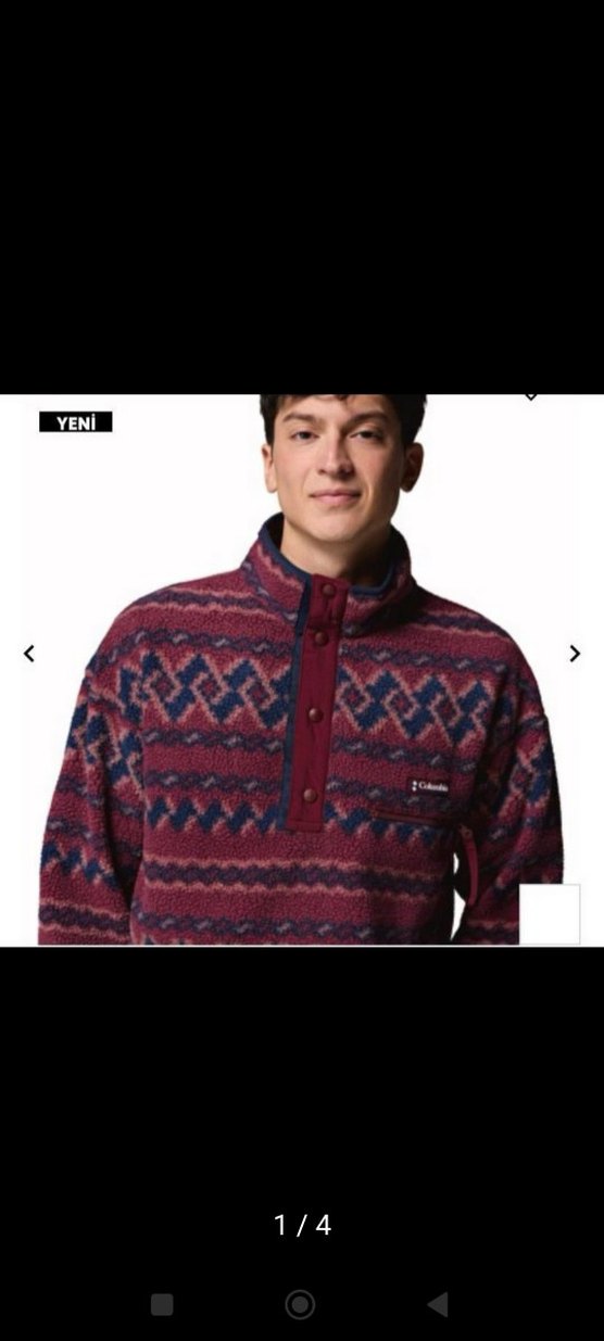 Bordo Desenli Örgü Bohem Polar Sweatshirt - Görsel 2