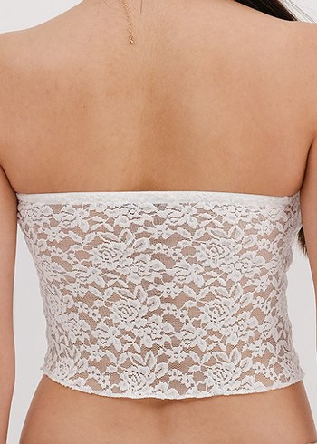 Dantel Detaylı Beyaz Straplez Büstiyer - Görsel 2
