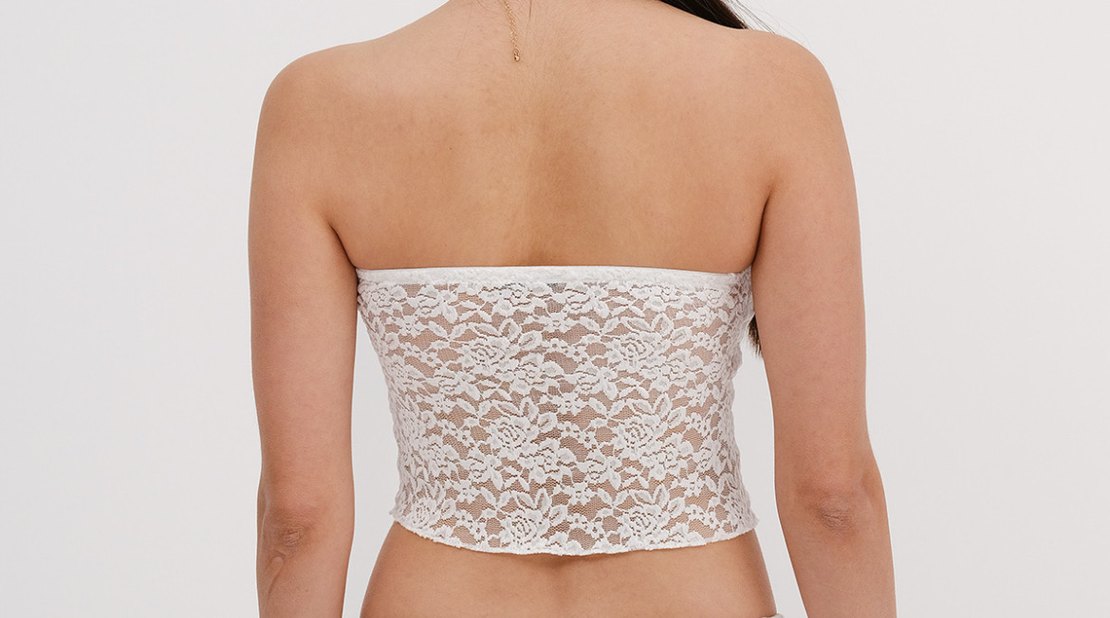 Dantel Detaylı Beyaz Straplez Büstiyer - Görsel 2