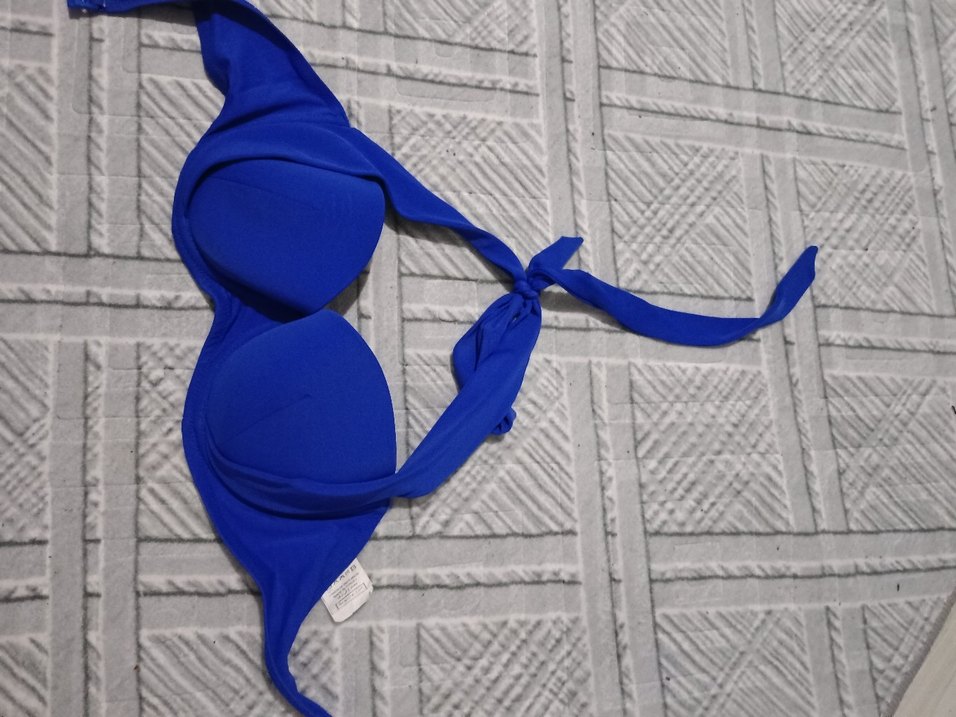 Mavi Strappy Tokalı Kadın Bikini Üstü - Görsel 3