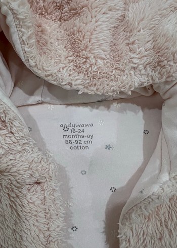 Kız Çocuk Kapüşonlu Peluş Ceket - Görsel 3