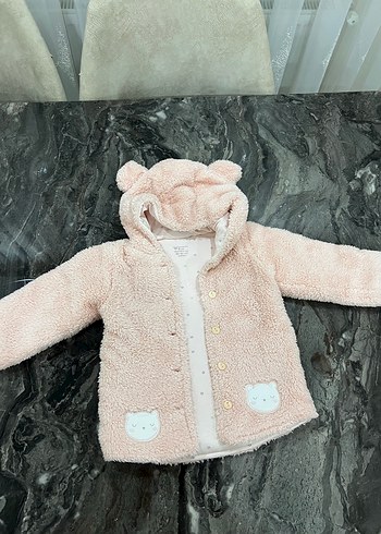 Kız Çocuk Kapüşonlu Peluş Ceket - Görsel 2
