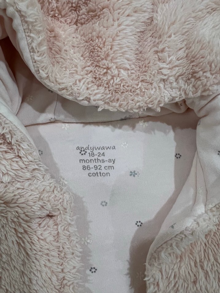 Kız Çocuk Kapüşonlu Peluş Ceket - Görsel 3