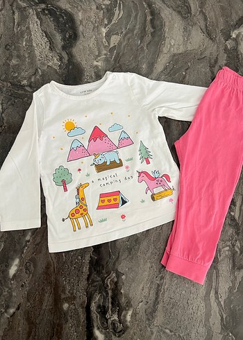 Uzun Kollu Baskılı Bebek Kız Pijama Takımı