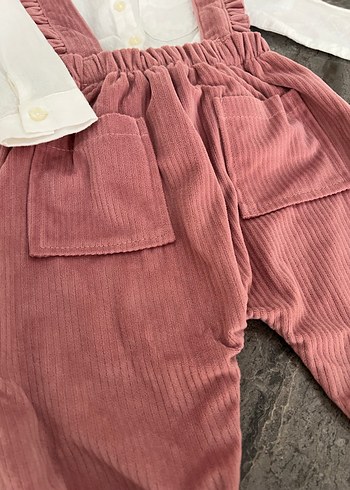 12-18 Ay Beden Kız Çocuk Pembe Bol Kesim Fırfırlı Tulum