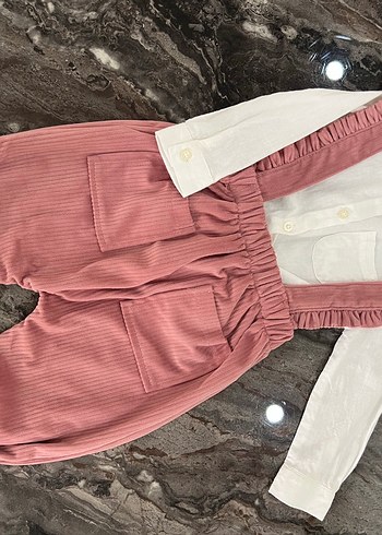 Kız Çocuk Pembe Bol Kesim Fırfırlı Tulum