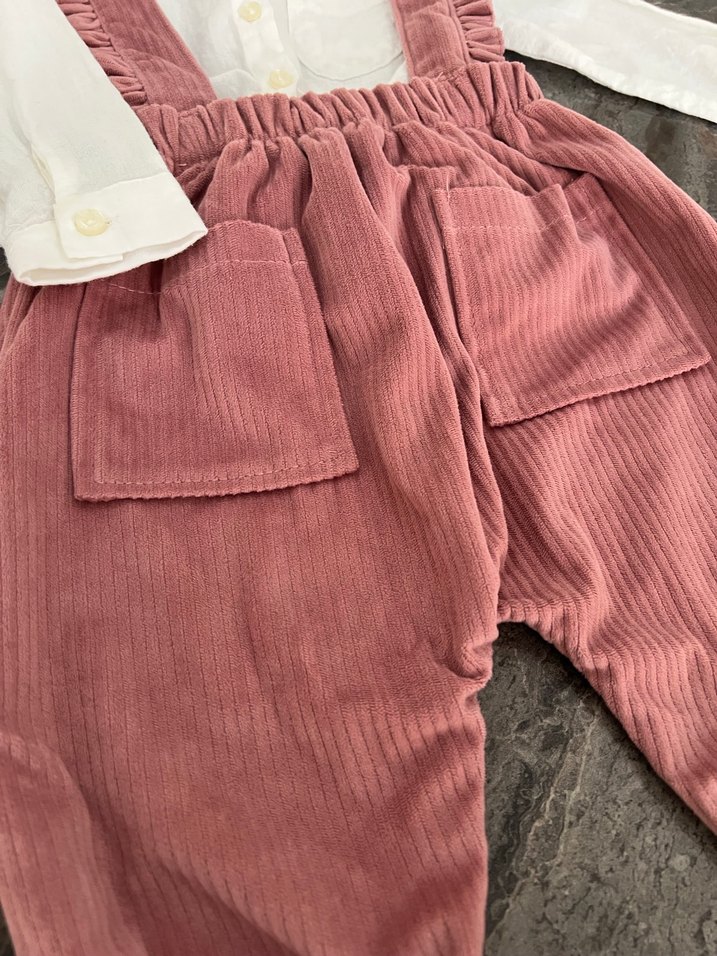 Kız Çocuk Pembe Bol Kesim Fırfırlı Tulum - Görsel 2