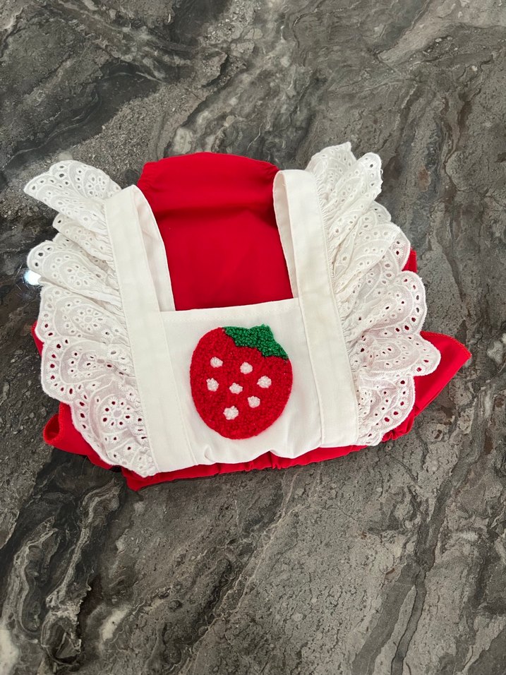 Fırfırlı Kırmızı Nakışlı Bebek Kız Tulum - Görsel 3