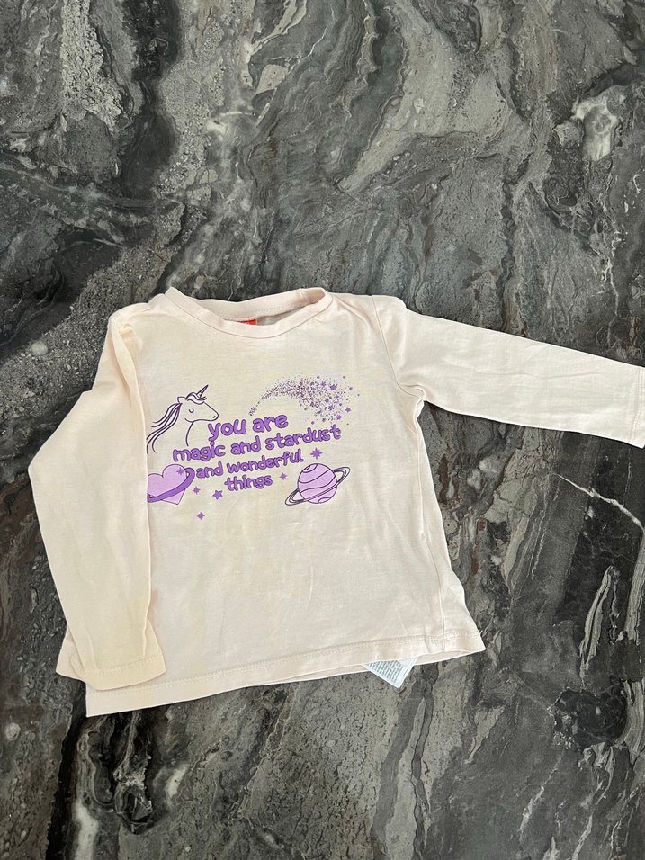 Kız Çocuk Payetli Kısa Kollu Baskılı Tişört - Görsel 2