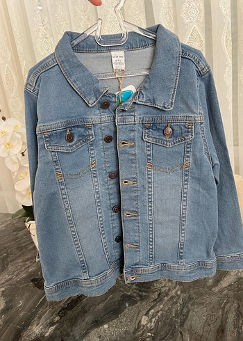 Kız Çocuk Mavi Denim Düğmeli Ceket - Görsel 3