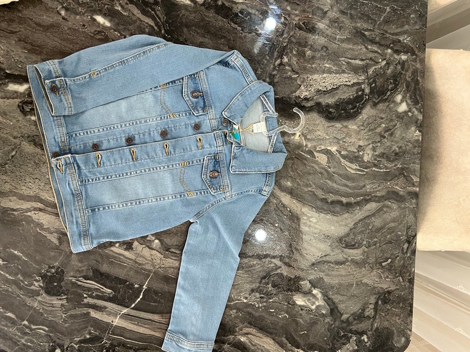 Kız Çocuk Mavi Denim Düğmeli Ceket - Görsel 2