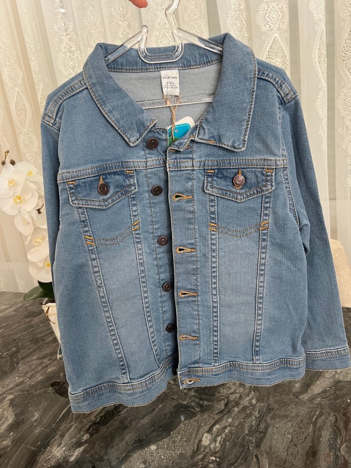 Kız Çocuk Mavi Denim Düğmeli Ceket - Görsel 3