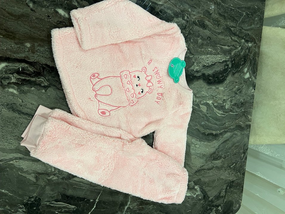 Pembe Tüylü Baskılı Kedi Kıyafeti - Görsel 2