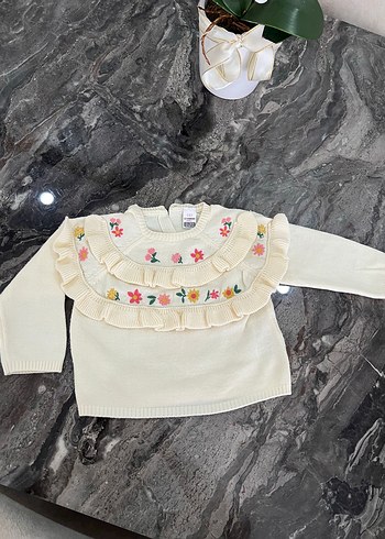 Nakışlı Pembe Kız Çocuk Süveter - Görsel 3