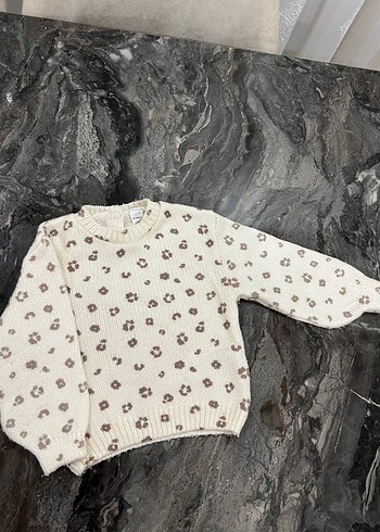 Leopar Desenli Örgü Kız Kazak - Görsel 2