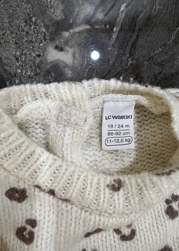 Leopar Desenli Örgü Kız Kazak - Görsel 3