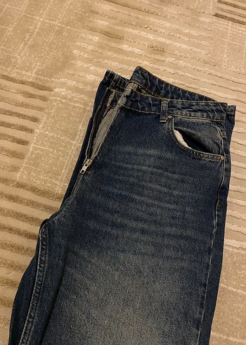 Kadın Lacivert Bol Kesim Midi Kot Pantolon