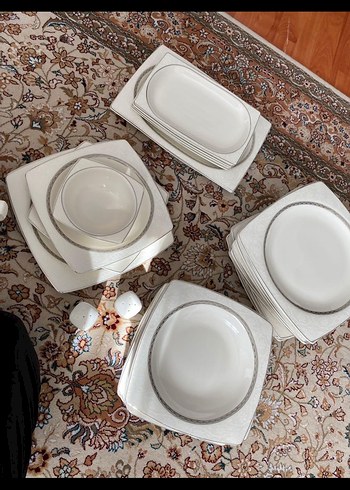 Kütahya 12 kişilik Klasik Beyaz Yemek Takımı