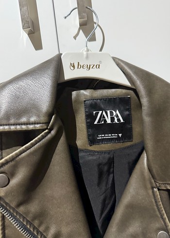 Zara suni deri ceket - Görsel 3