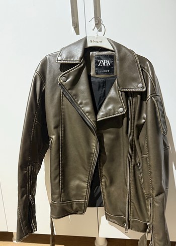 Zara suni deri ceket - Görsel 4
