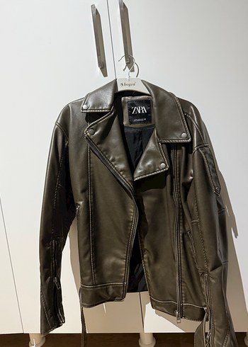 Zara suni deri ceket - Görsel 2