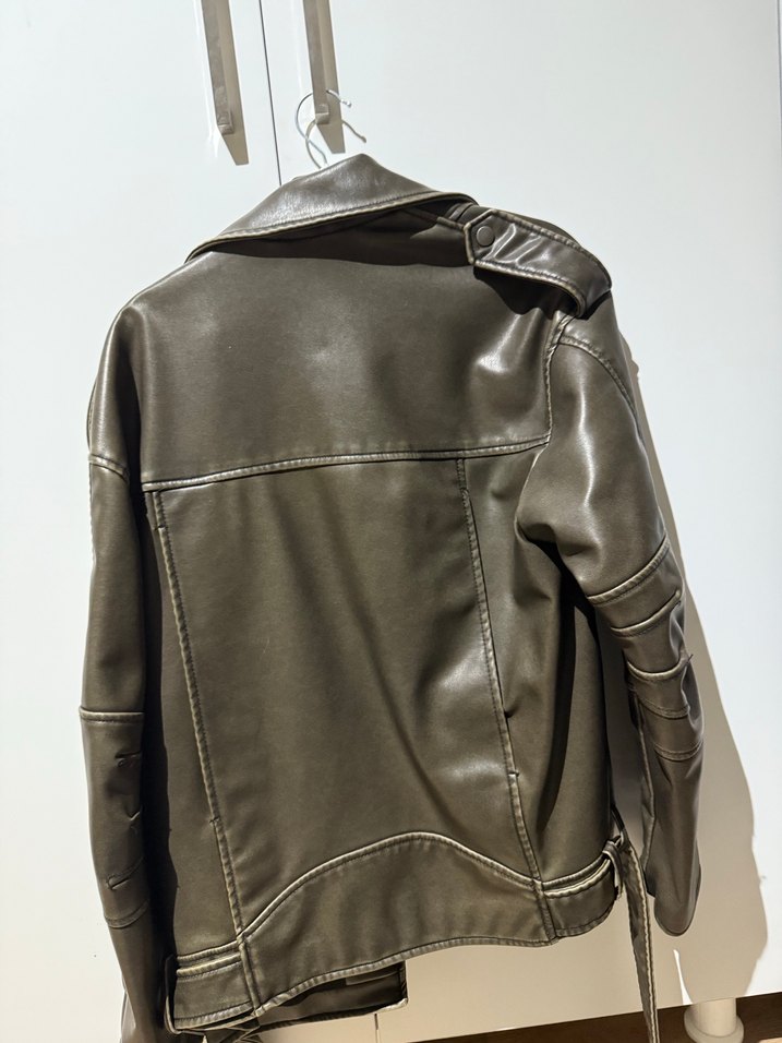 Zara suni deri ceket - Görsel 5