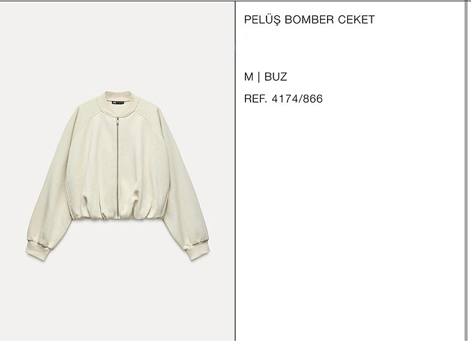 Zara Zara peluş bomber ceket