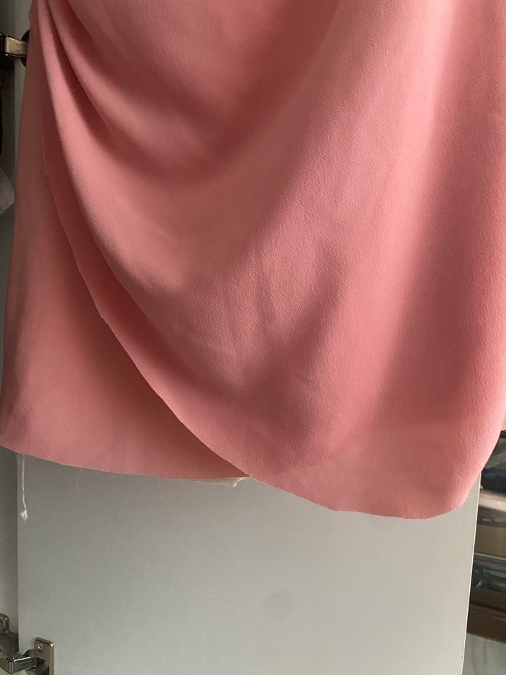 Tek Omuzlu Pembe Midi Elbise - Görsel 3