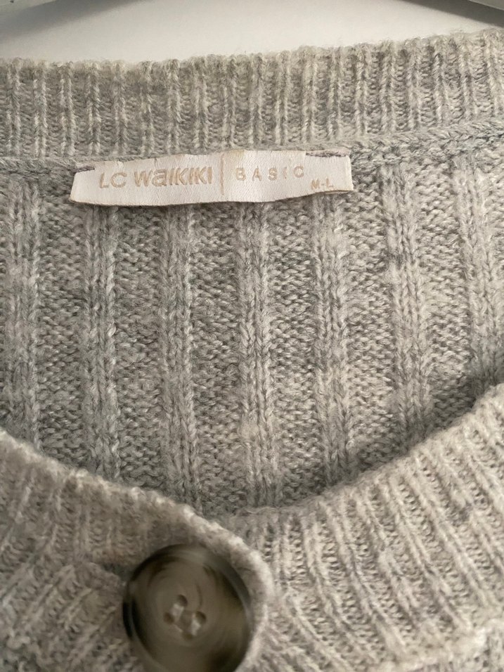 Düğmeli Gri Kadın Hırka - Görsel 3