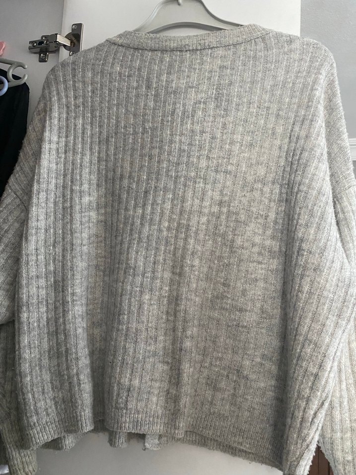 Düğmeli Gri Kadın Hırka - Görsel 5