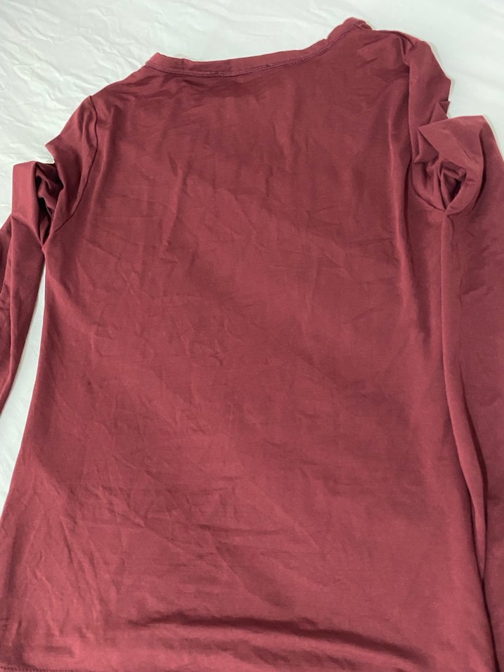 Bordo Uzun Kollu  Tişört - Görsel 4