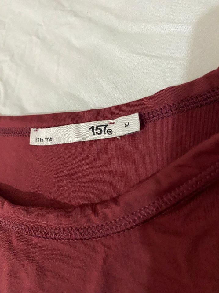 Bordo Uzun Kollu  Tişört - Görsel 3