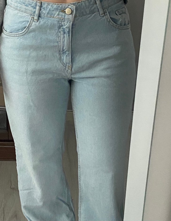Pastel Mavi Midi Kadın Denim Pantolon - Görsel 2