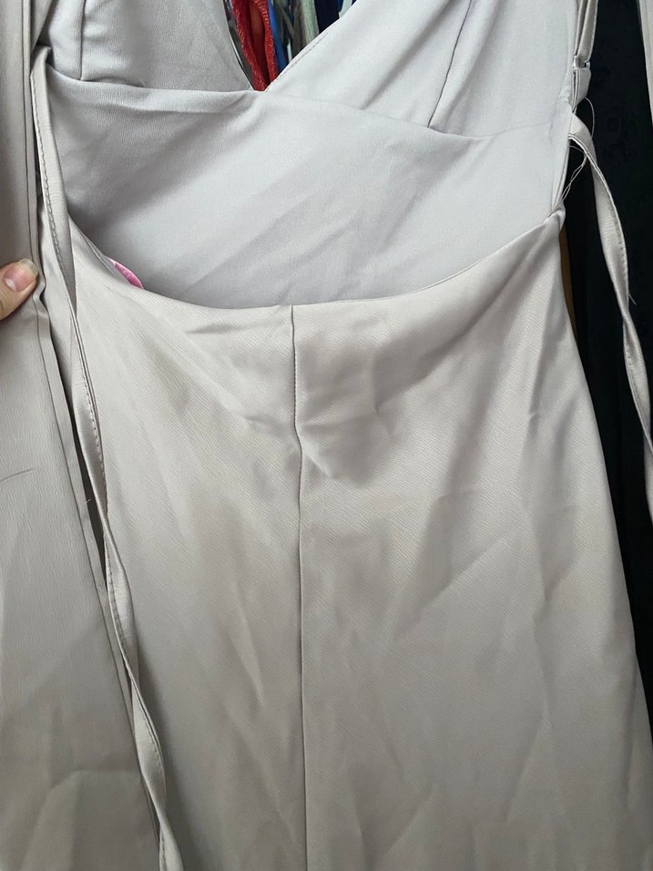 Bej Drapeli Askılı Uzun Elbise - Görsel 5