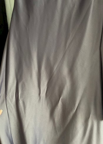 Mor V Yaka Uzun İpek Görünümlü Elbise - Görsel 3