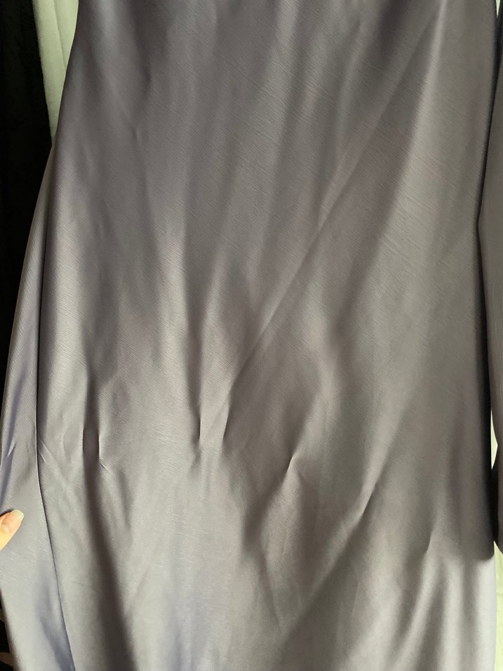 Mor V Yaka Uzun İpek Görünümlü Elbise - Görsel 3