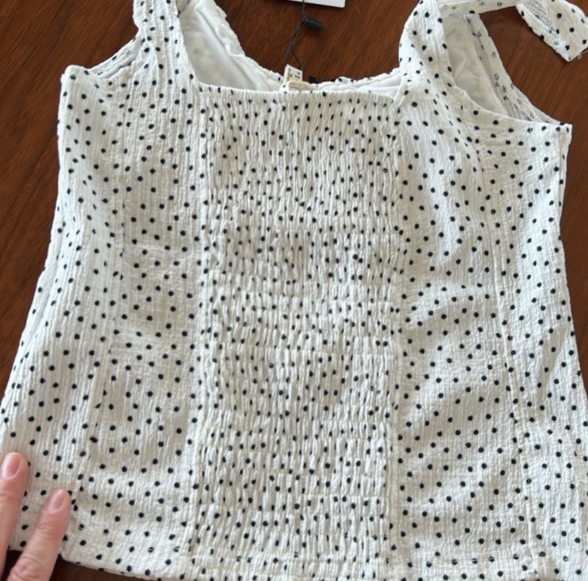 Beyaz Puantiyeli Düğmeli Mini Bluz - Görsel 4