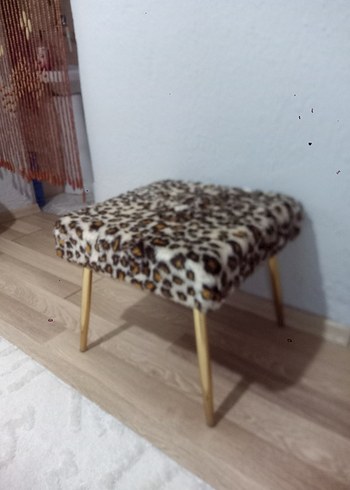 Leopar Desenli Kahverengi Puf