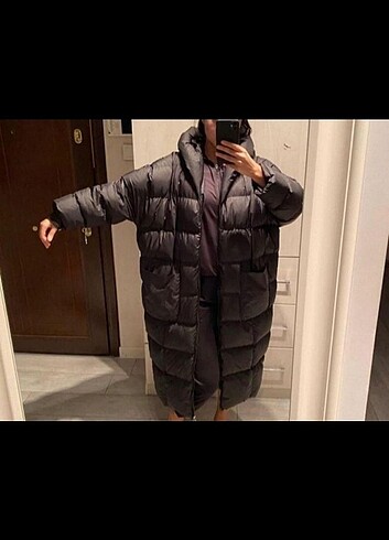 universal Beden siyah Renk Şişme oversize mont