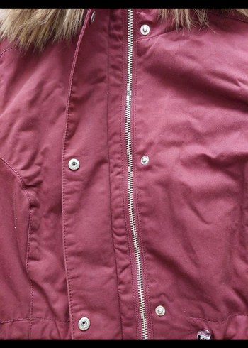 Bordo Kürklü Kadın Kışlık Mont - Görsel 2