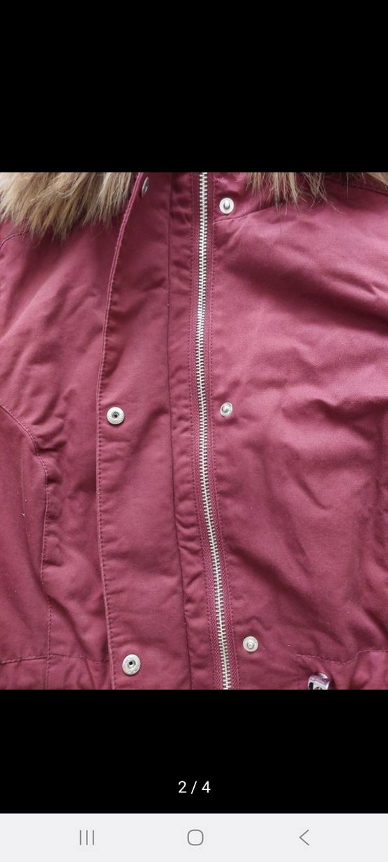 Bordo Kürklü Kadın Kışlık Mont - Görsel 2