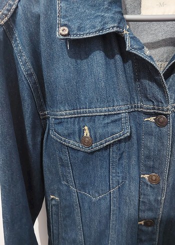 Düğmeli Mavi Kadın Denim Ceket - Görsel 5