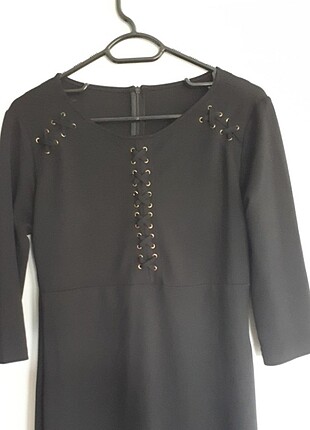 siyah klasik elbise - Görsel 2