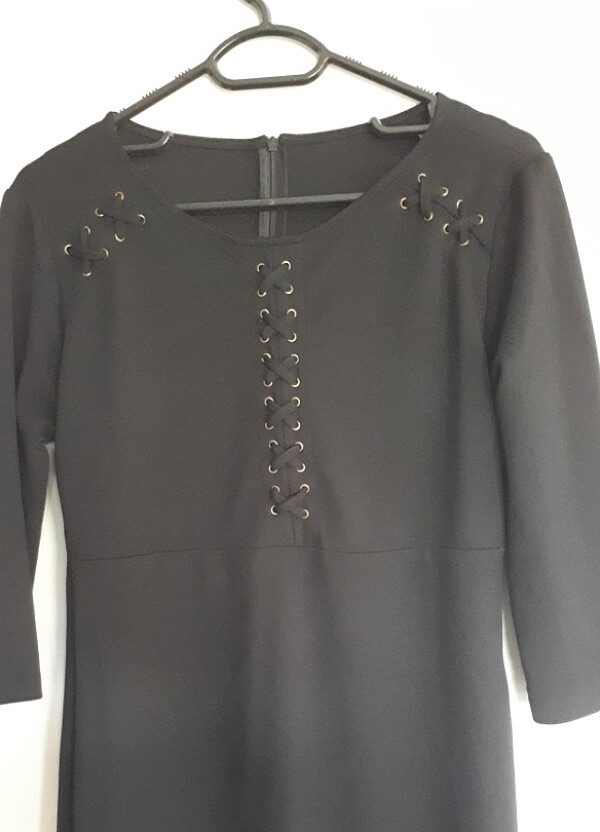 siyah klasik elbise - Görsel 3