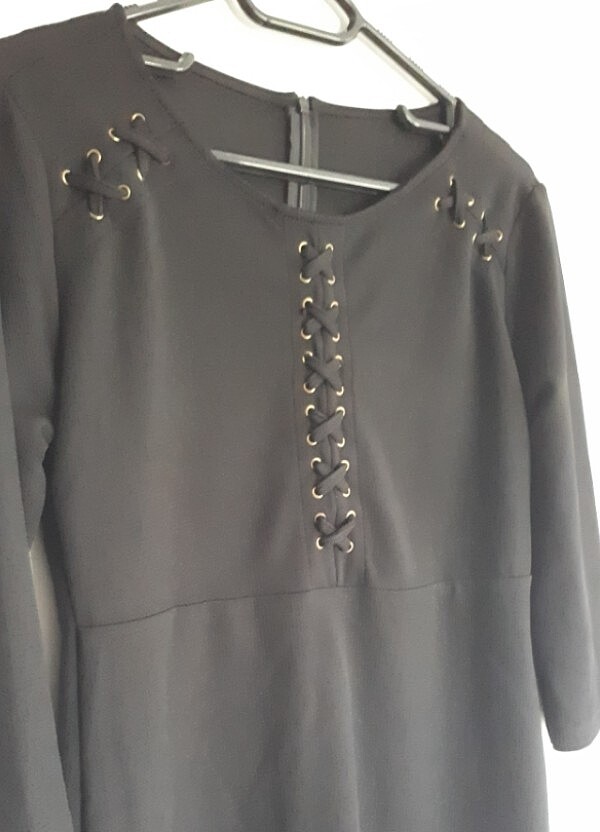 siyah klasik elbise - Görsel 4