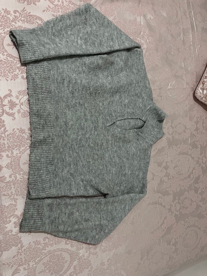 Gri Yün Kadın Triko Kazak - Görsel 2